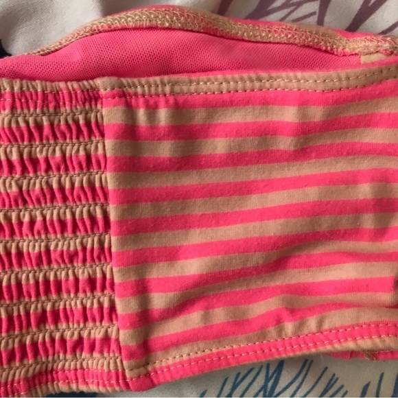 3/ $15 Check and stripe neon pink and beige stripe smock tube top - Picture 6 of 10